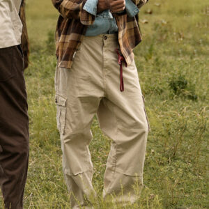 cream solid straight fit functional & stylish cargo pant