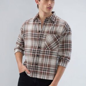 men’s oversized fit buffalo checked cotton casual shirt (copy)