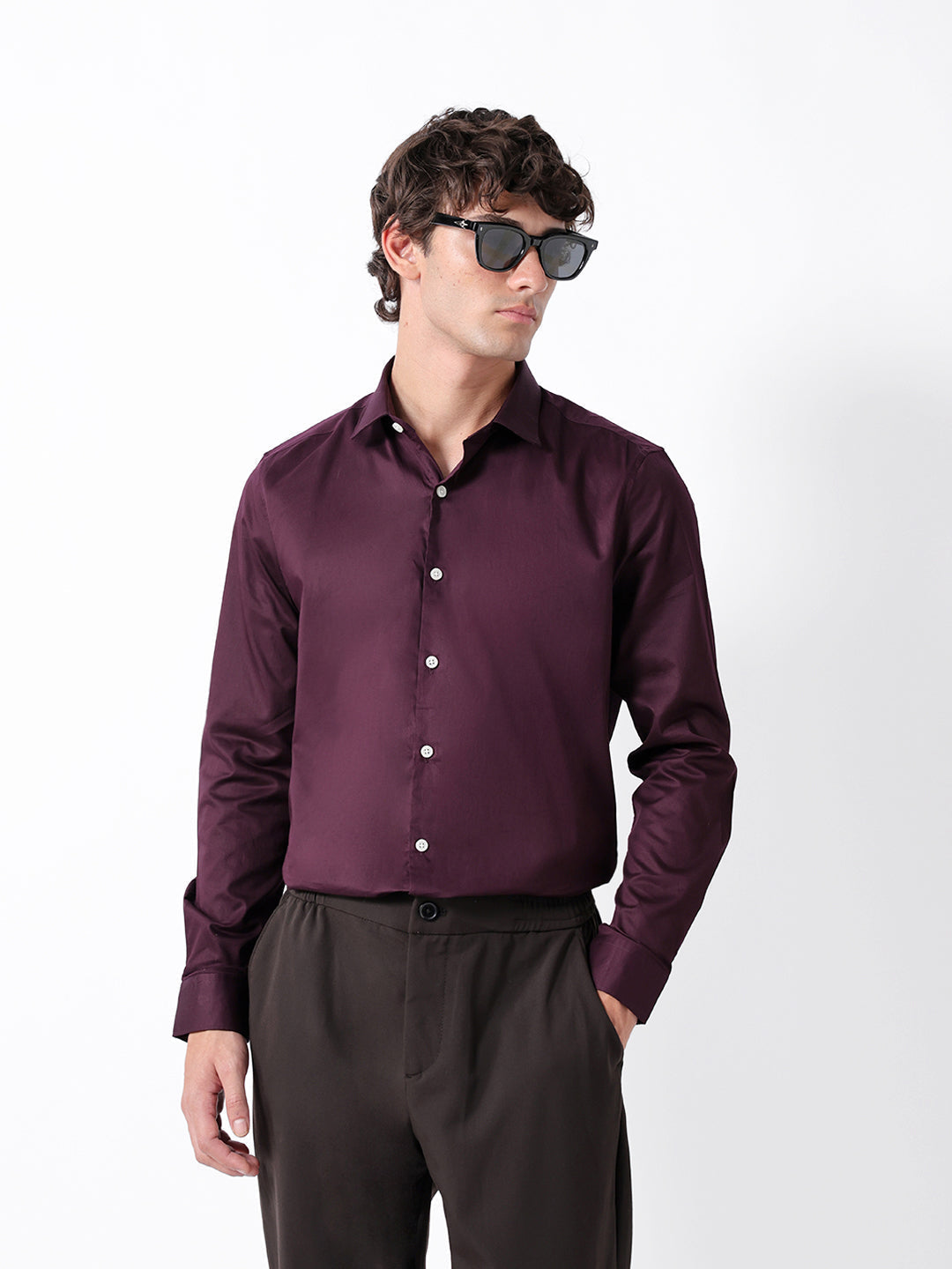 maroon solid tailored fit formal shirt maroon solid tailored fit formal shirt