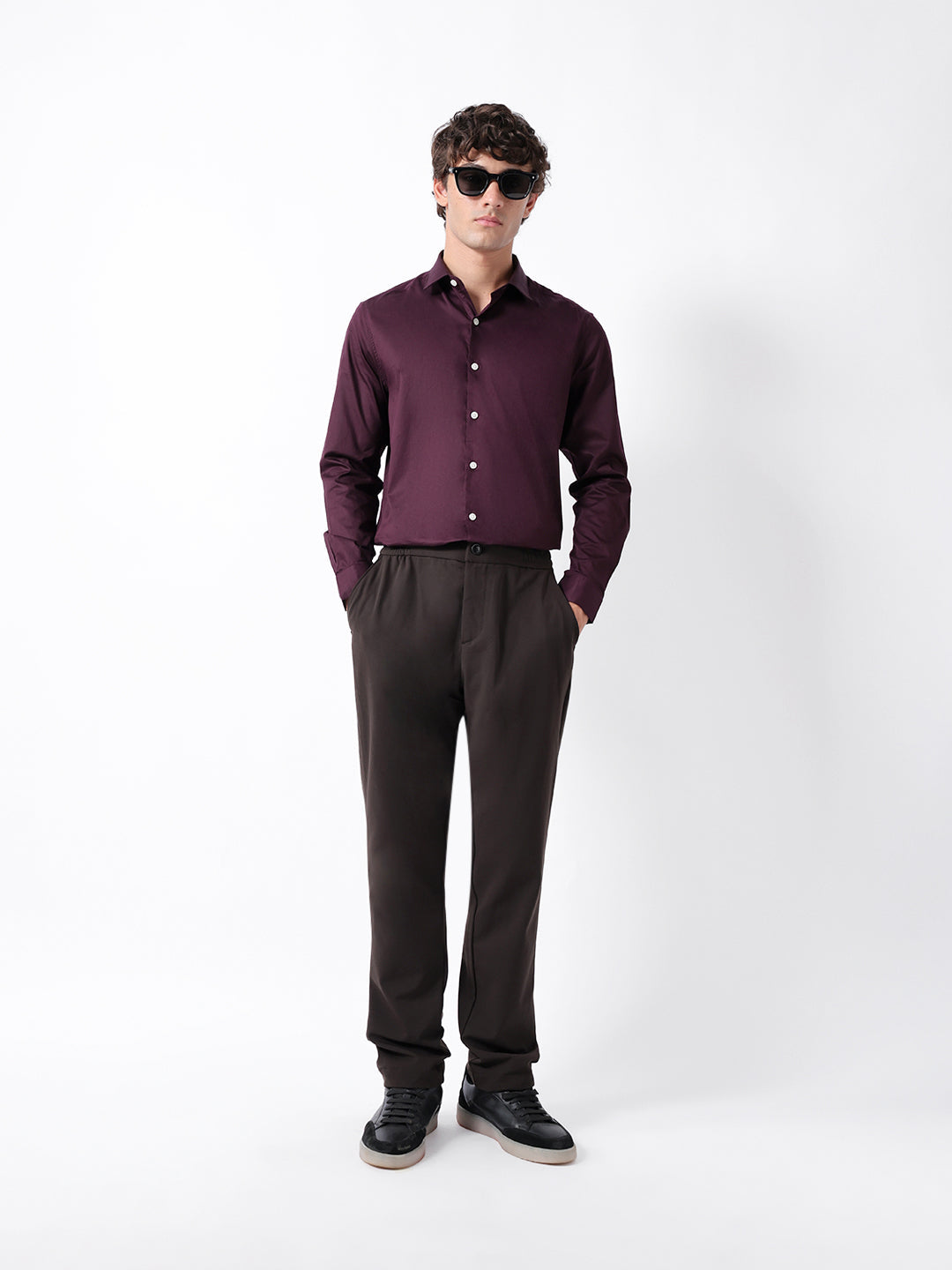 maroon solid tailored fit formal shirt maroon solid tailored fit formal shirt