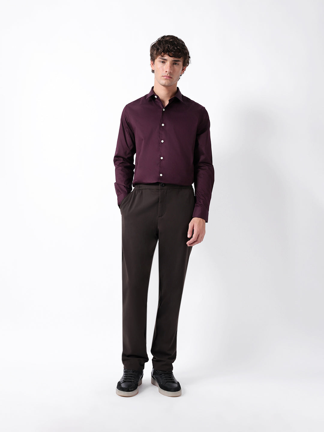 maroon solid tailored fit formal shirt maroon solid tailored fit formal shirt