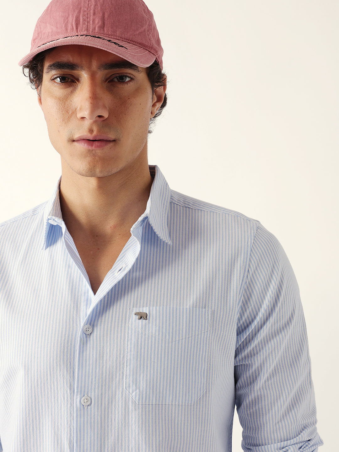 blue slim fit casual shirt with white vertical stripes blue slim fit casual shirt with white vertical stripes