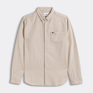 beige slub textured woven slim fit casual shirt