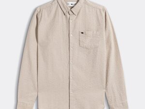 beige slub textured woven slim fit casual shirt