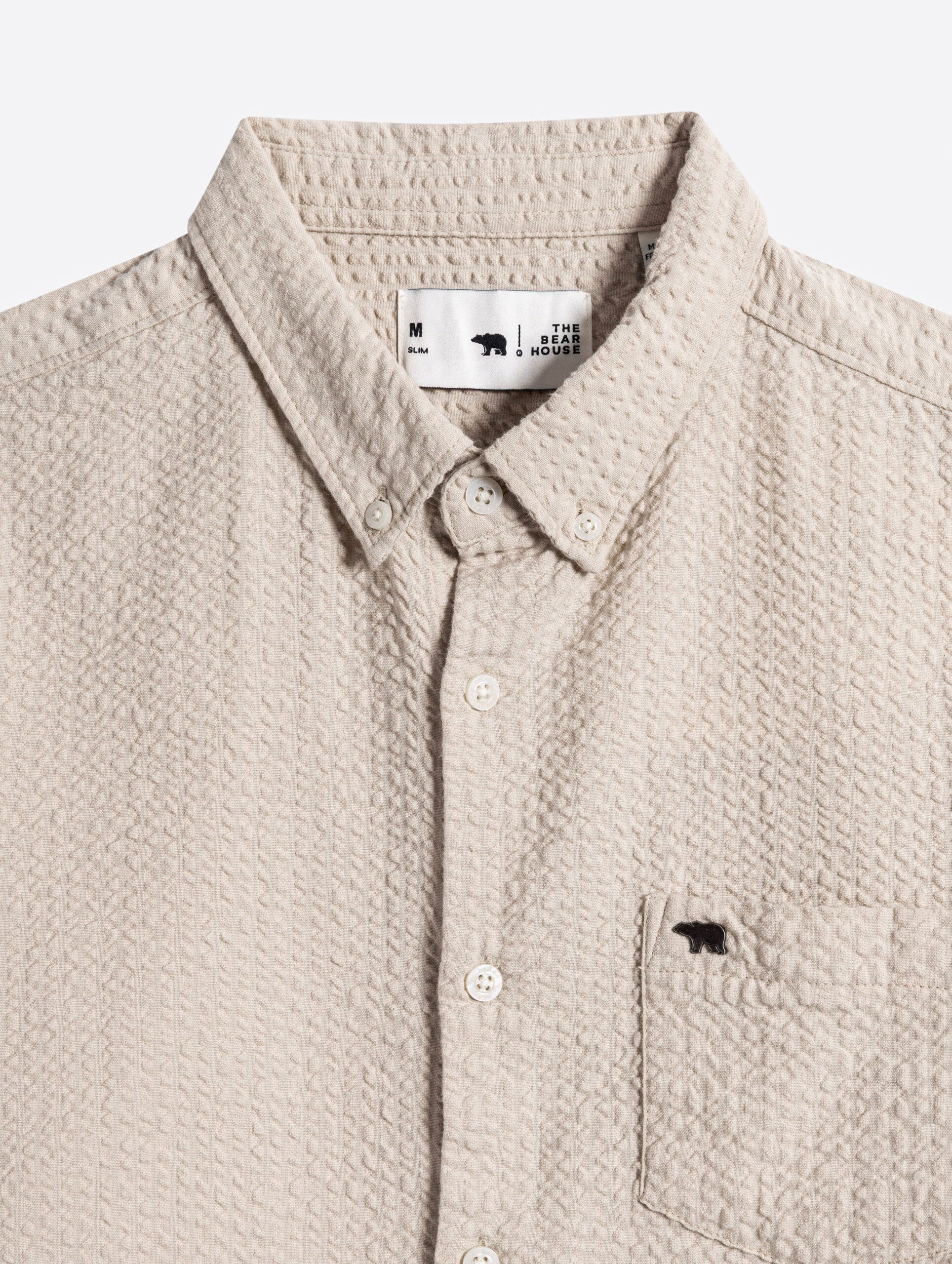 beige slub textured woven slim fit casual shirt beige slub textured woven slim fit casual shirt