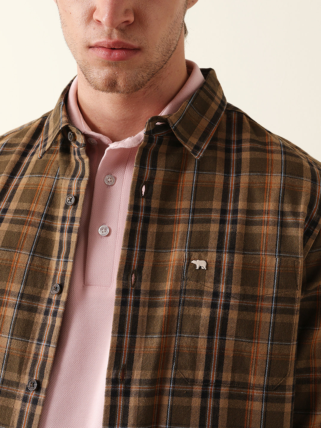 olive regular fit woven checked casual shirt olive regular fit woven checked casual shirt