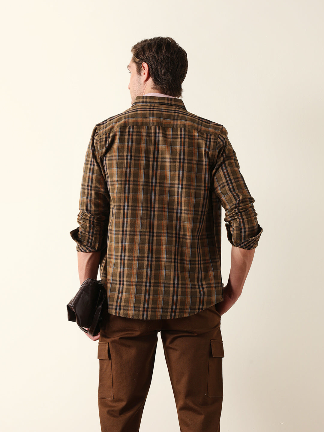olive regular fit woven checked casual shirt olive regular fit woven checked casual shirt