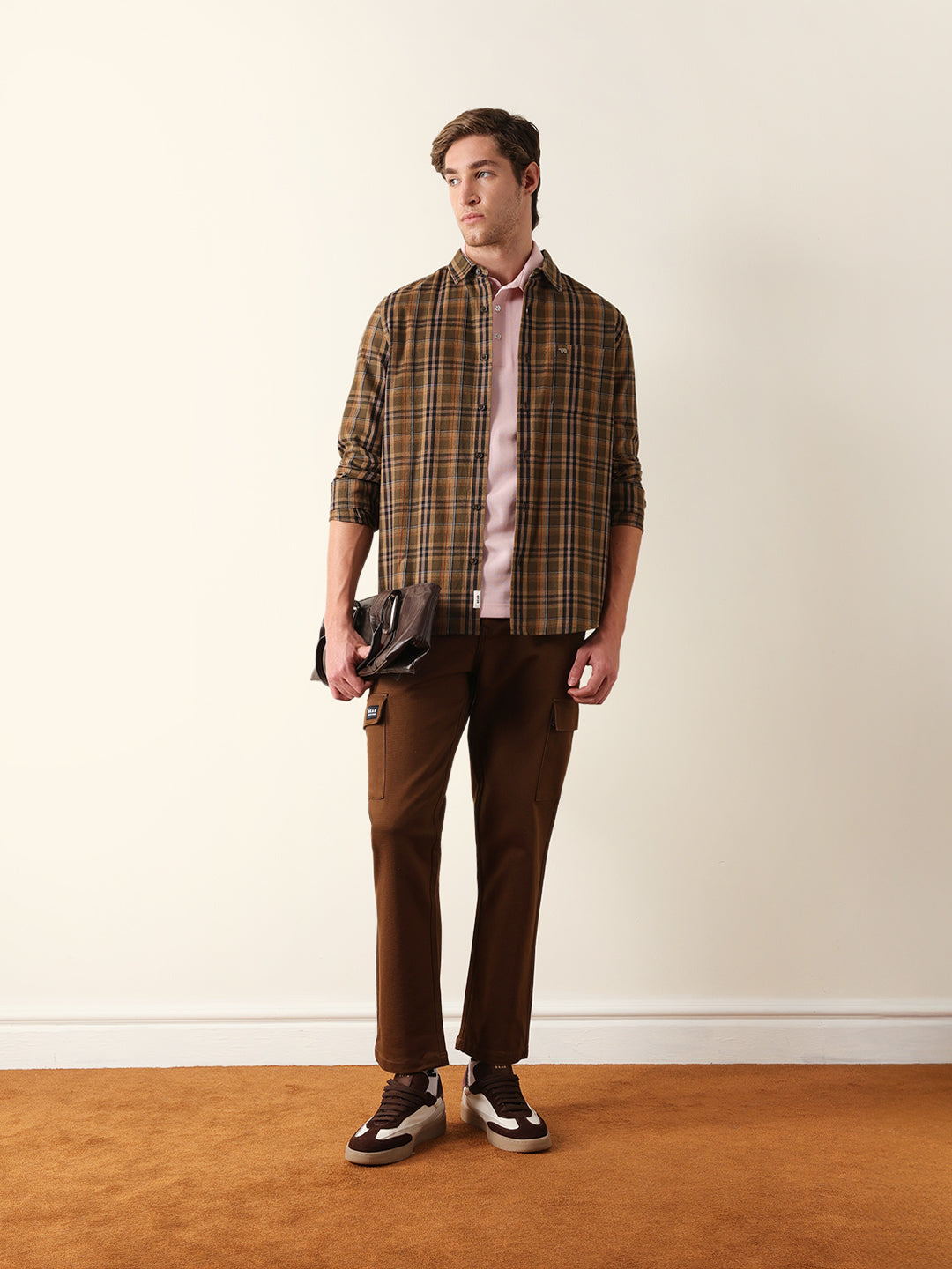 olive regular fit woven checked casual shirt olive regular fit woven checked casual shirt