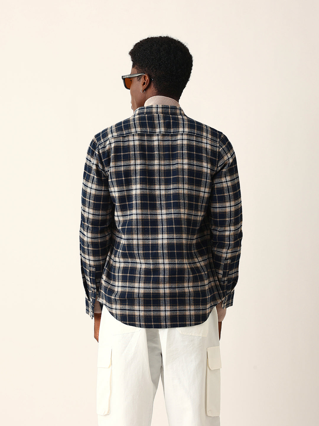 navy blue flannel woven checked slim fit casual shirt navy blue flannel woven checked slim fit casual shirt