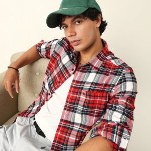 multicolor flannel check slim fit casual shirt