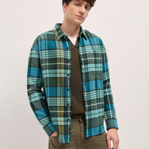 multi color checked relax fit casual shirt