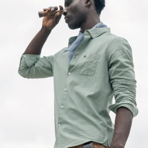 olive cotton linen slim fit solid casual shirt