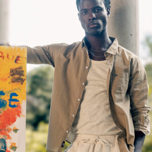 beige cotton linen slim fit solid casual shirt