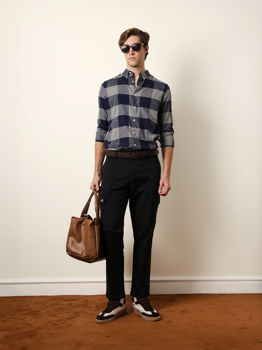 navy blue herringbone checked design slim fit casual shirt navy blue herringbone checked design slim fit casual shirt