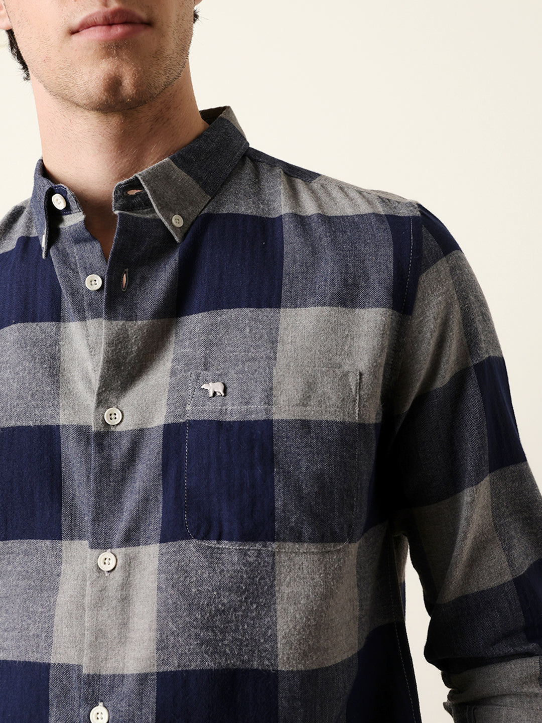 navy blue herringbone checked design slim fit casual shirt navy blue herringbone checked design slim fit casual shirt