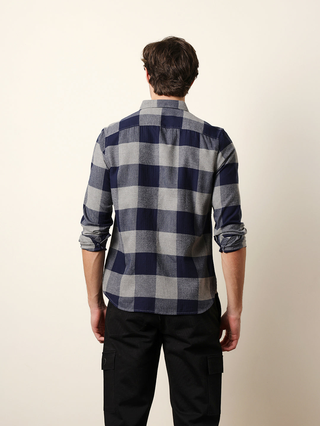 navy blue herringbone checked design slim fit casual shirt navy blue herringbone checked design slim fit casual shirt