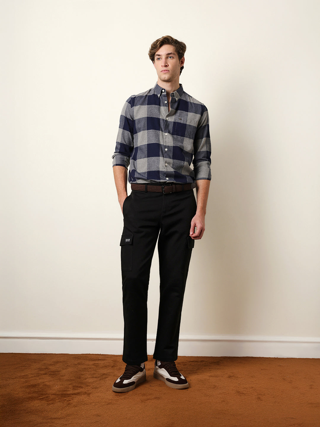 navy blue herringbone checked design slim fit casual shirt navy blue herringbone checked design slim fit casual shirt