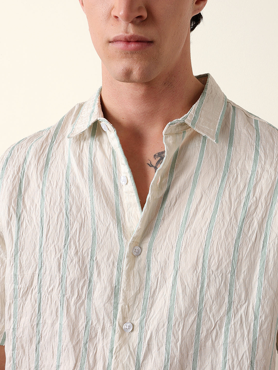 cream vertical stripe regular fit casual shirt cream vertical stripe regular fit casual shirt