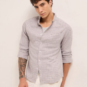 light brown woven checks relaxed fit casual shirt