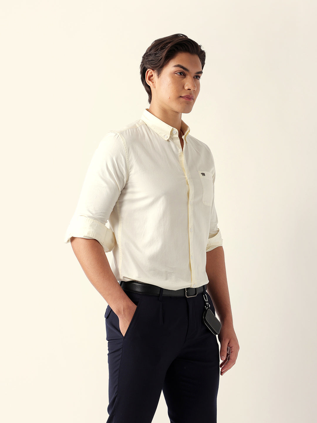 cream solid slim fit cotton casual shirt cream solid slim fit cotton casual shirt