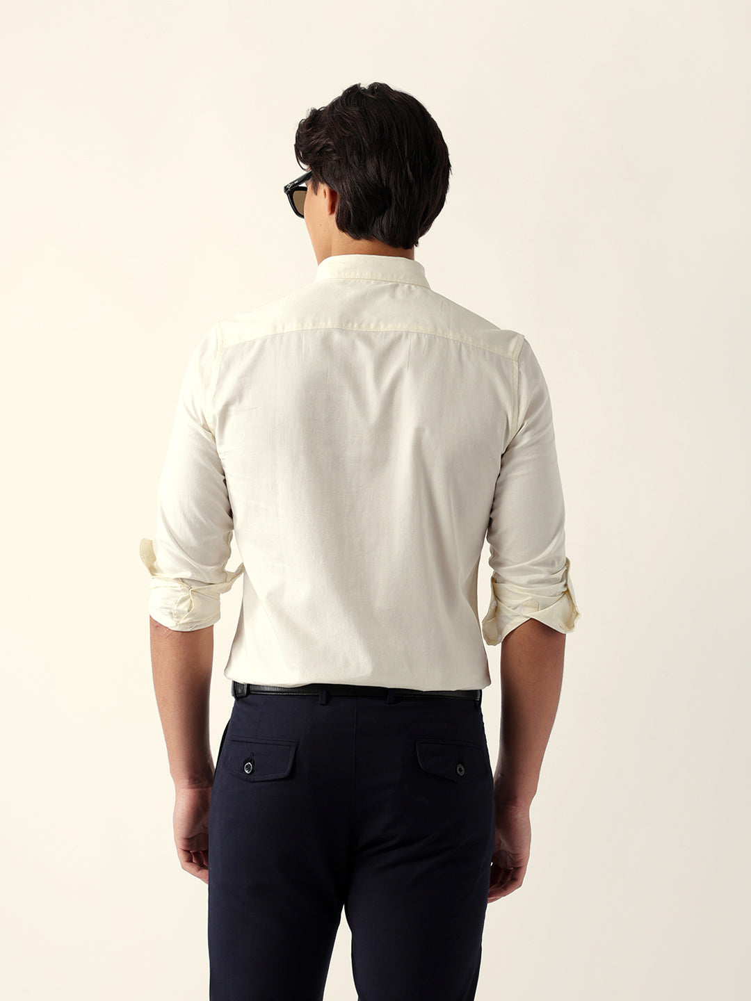 cream solid slim fit cotton casual shirt cream solid slim fit cotton casual shirt