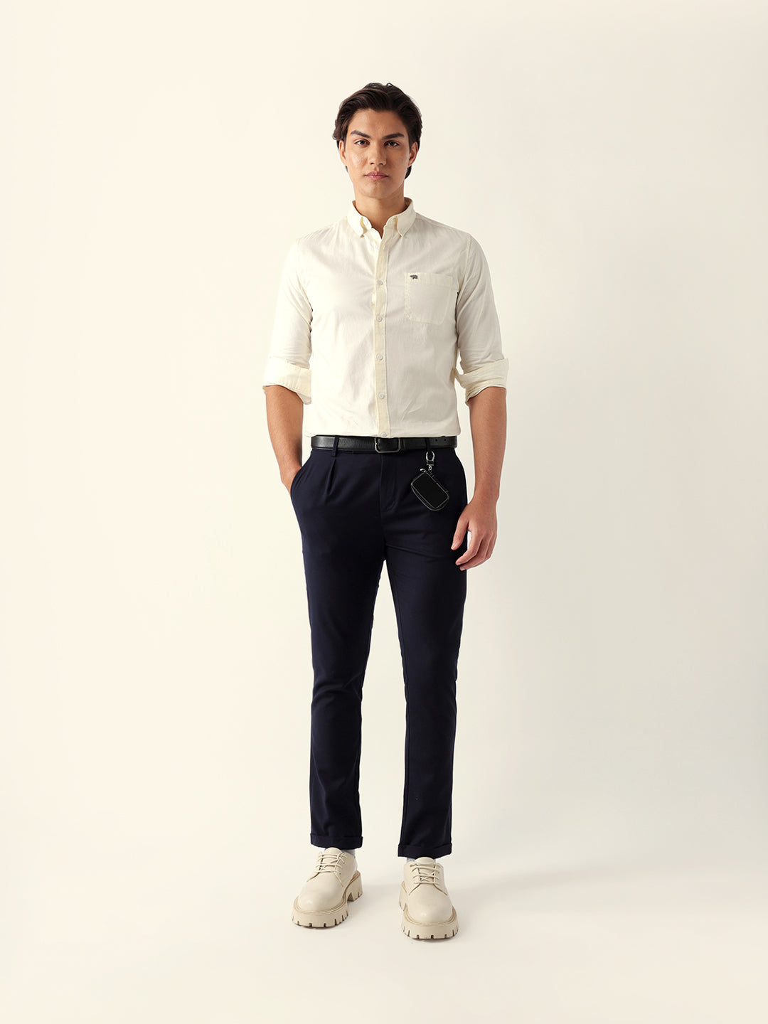 cream solid slim fit cotton casual shirt cream solid slim fit cotton casual shirt