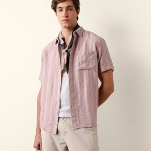 purple vertical stripe dobby woven regular fit casual shirt
