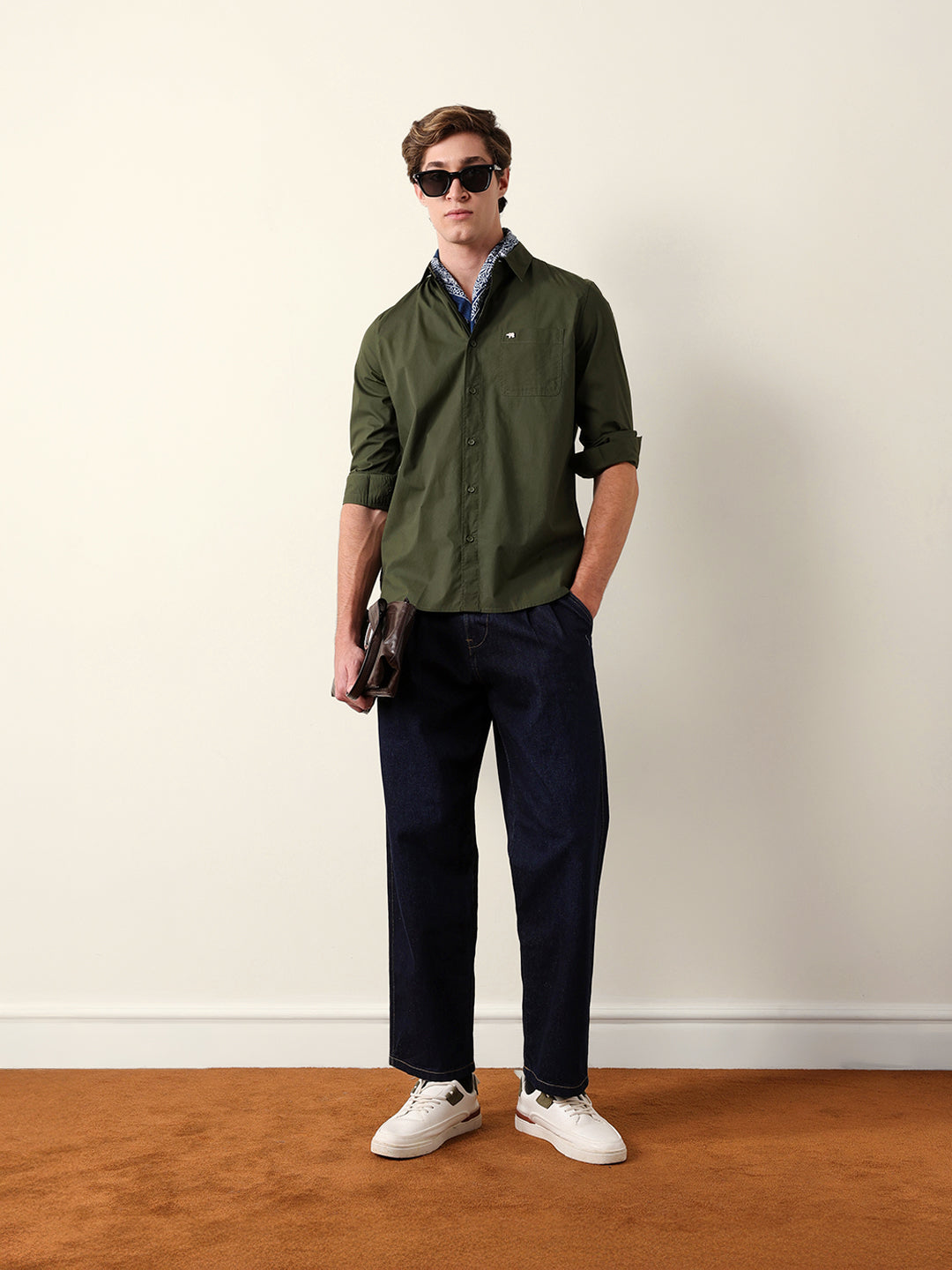 olive solid slim fit cotton casual shirt olive solid slim fit cotton casual shirt