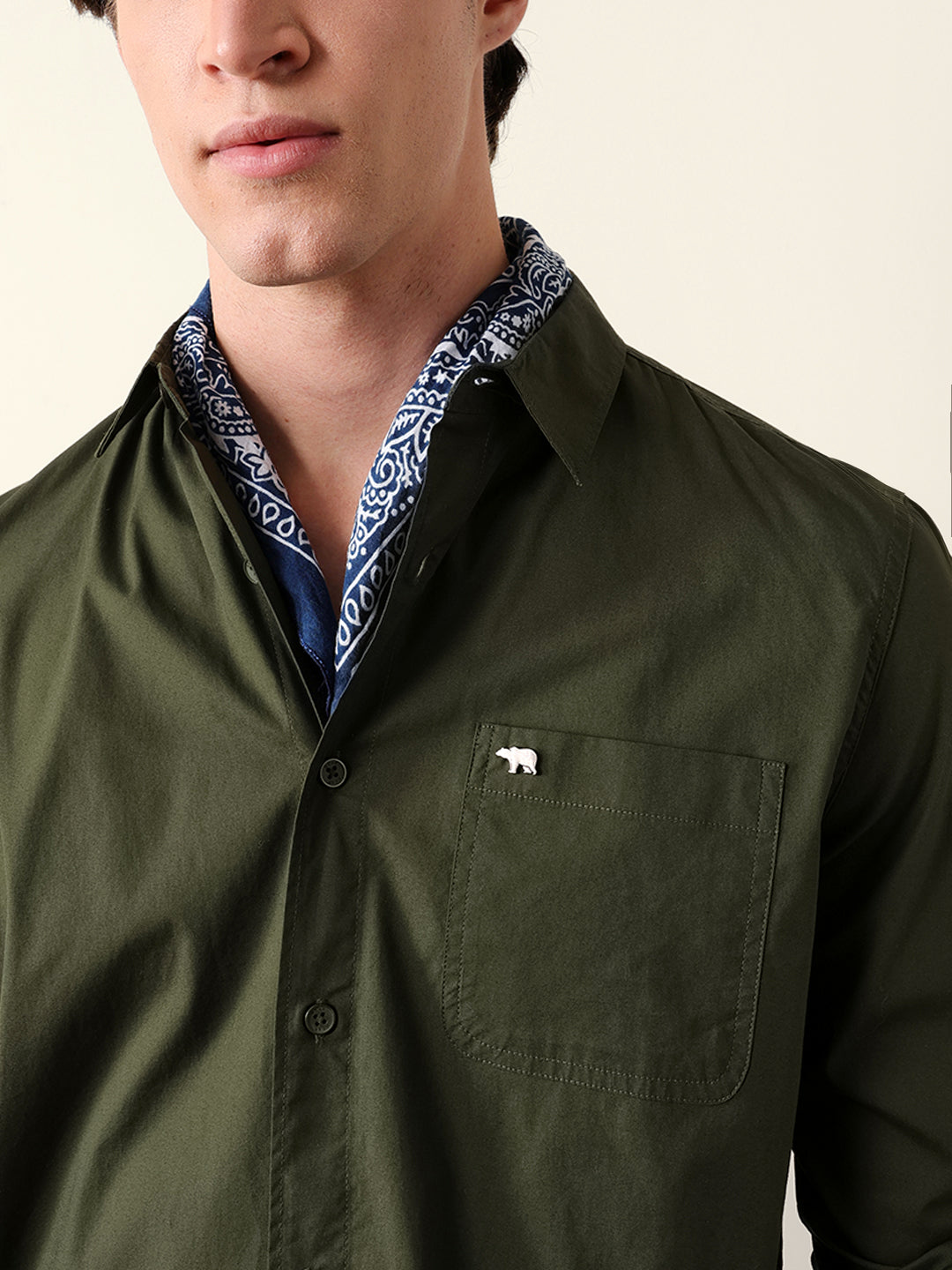 olive solid slim fit cotton casual shirt olive solid slim fit cotton casual shirt