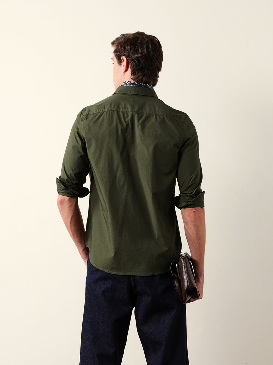 olive solid slim fit cotton casual shirt olive solid slim fit cotton casual shirt