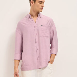 pink viscose herringbone design relax fit casual shirt