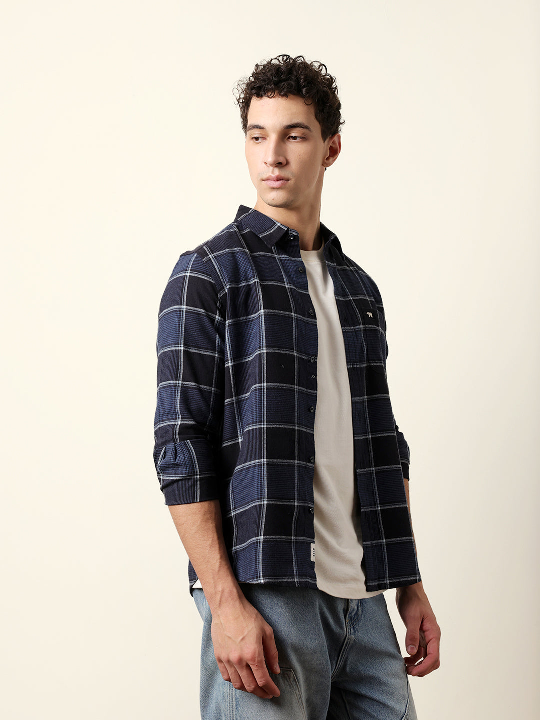 blue regular fit woven check flannel casual shirt blue regular fit woven check flannel casual shirt