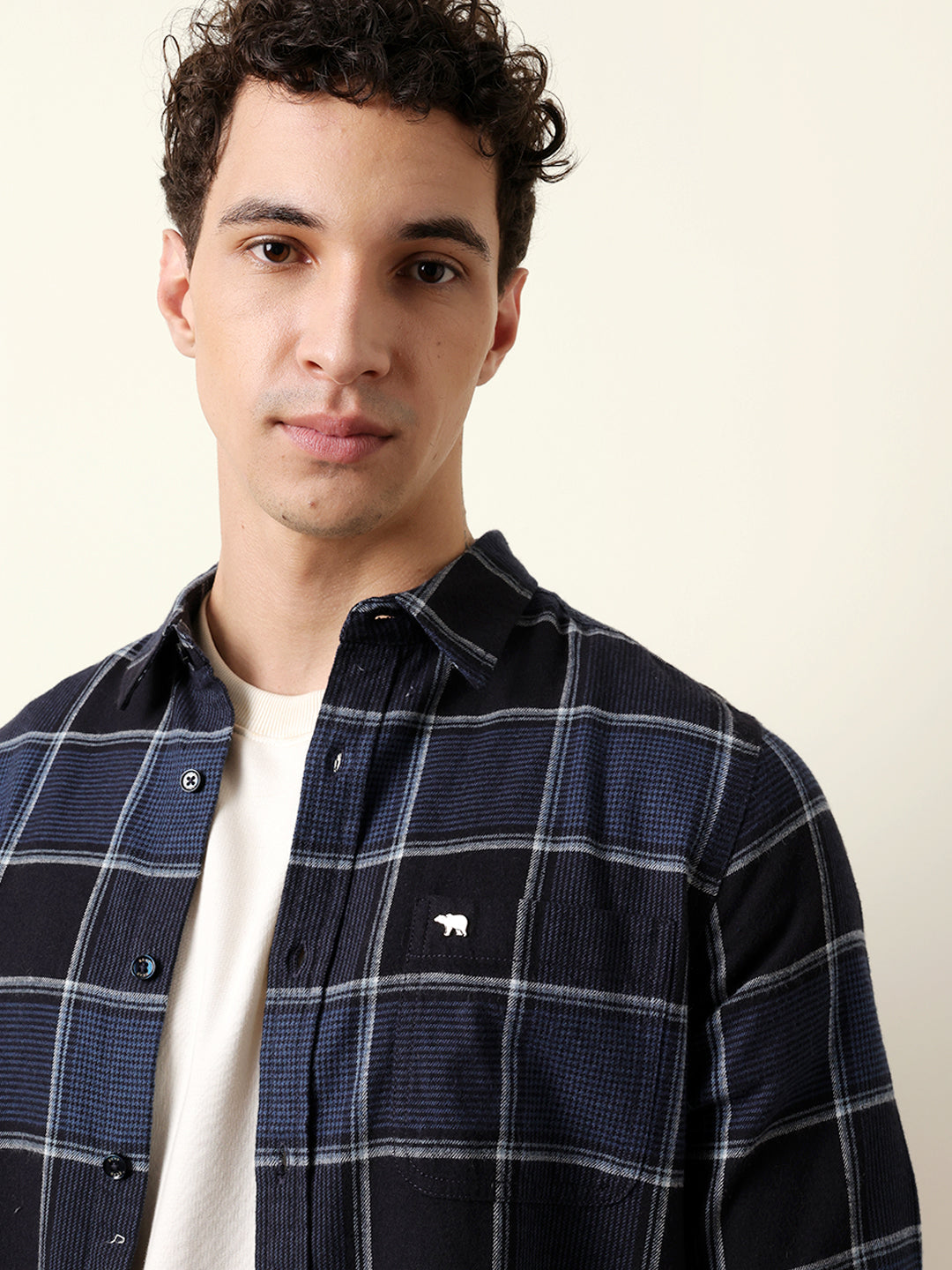 blue regular fit woven check flannel casual shirt blue regular fit woven check flannel casual shirt