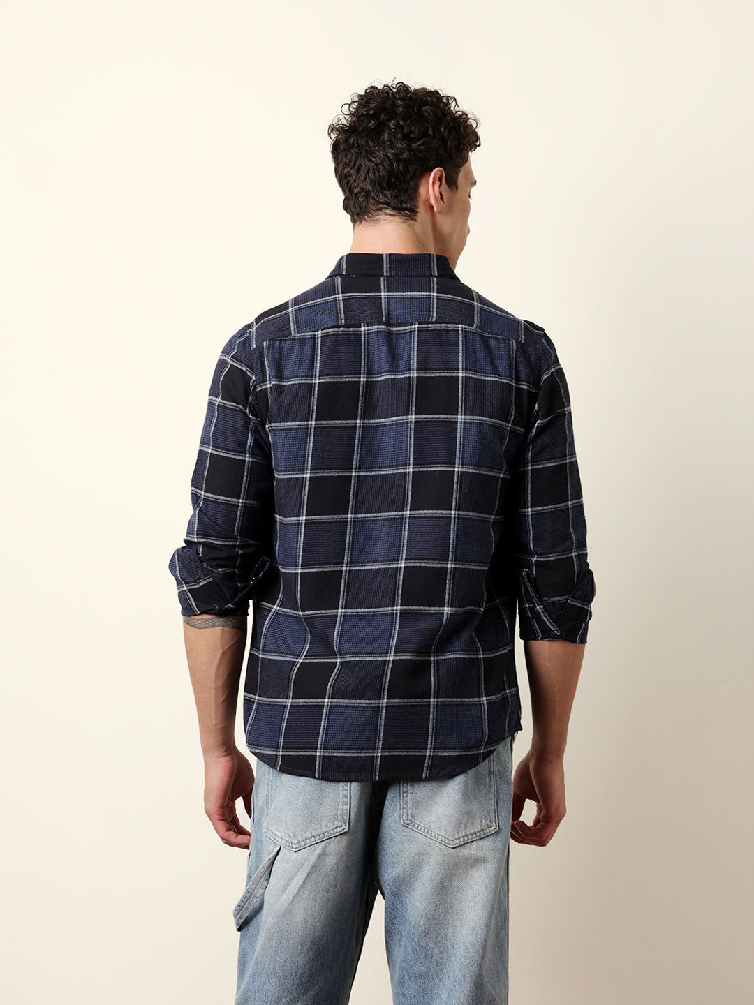 blue regular fit woven check flannel casual shirt blue regular fit woven check flannel casual shirt