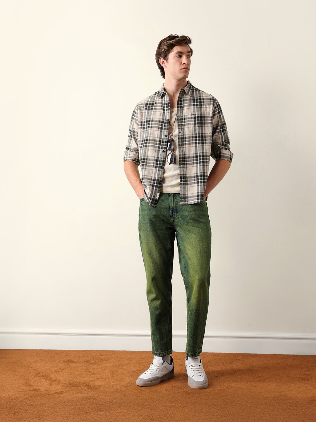 olive regular fit woven check flannel casual shirt olive regular fit woven check flannel casual shirt