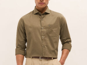brown solid tailored fit formal shirt