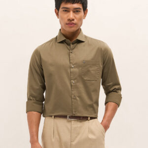 brown solid tailored fit formal shirt