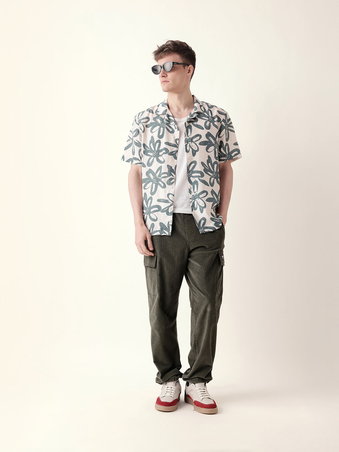 teal floral motif print relaxed fit half sleeve casual shirt teal floral motif print relaxed fit half sleeve casual shirt