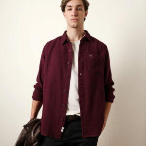 maroon woven textured regular fit casual shirt