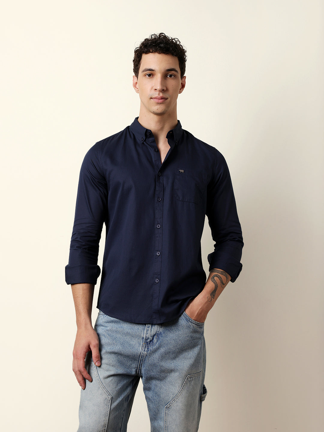 navy solid slim fit casual shirt with button down collar navy solid slim fit casual shirt with button down collar