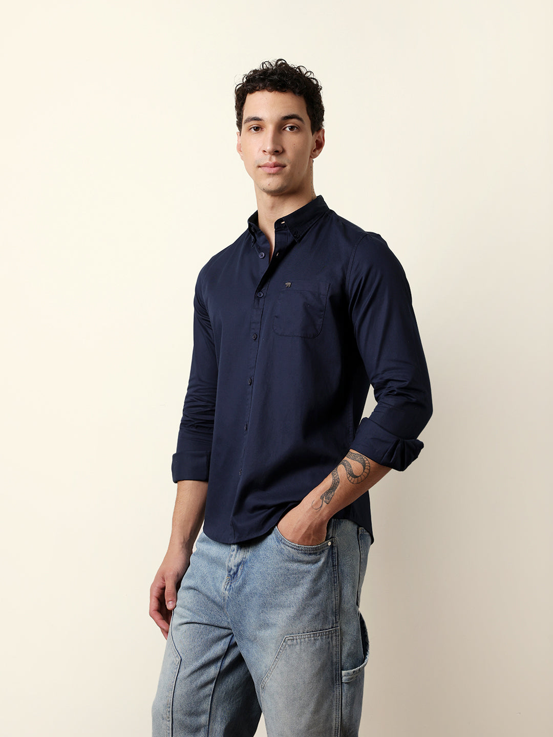 navy solid slim fit casual shirt with button down collar navy solid slim fit casual shirt with button down collar