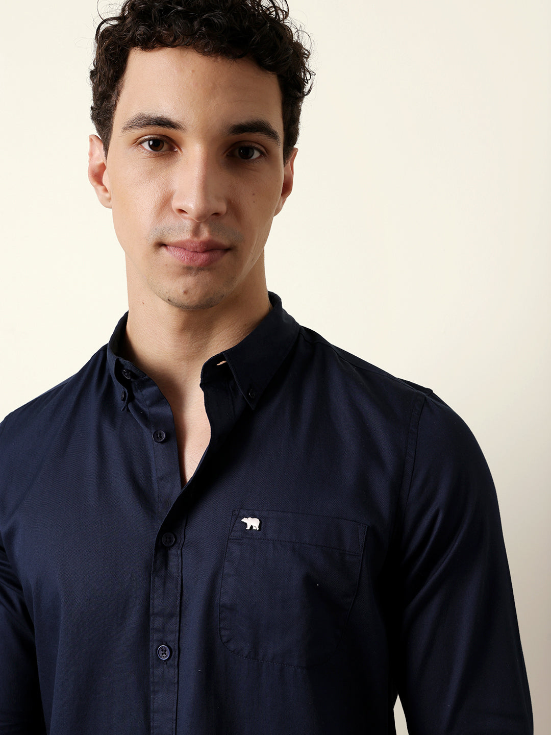 navy solid slim fit casual shirt with button down collar navy solid slim fit casual shirt with button down collar