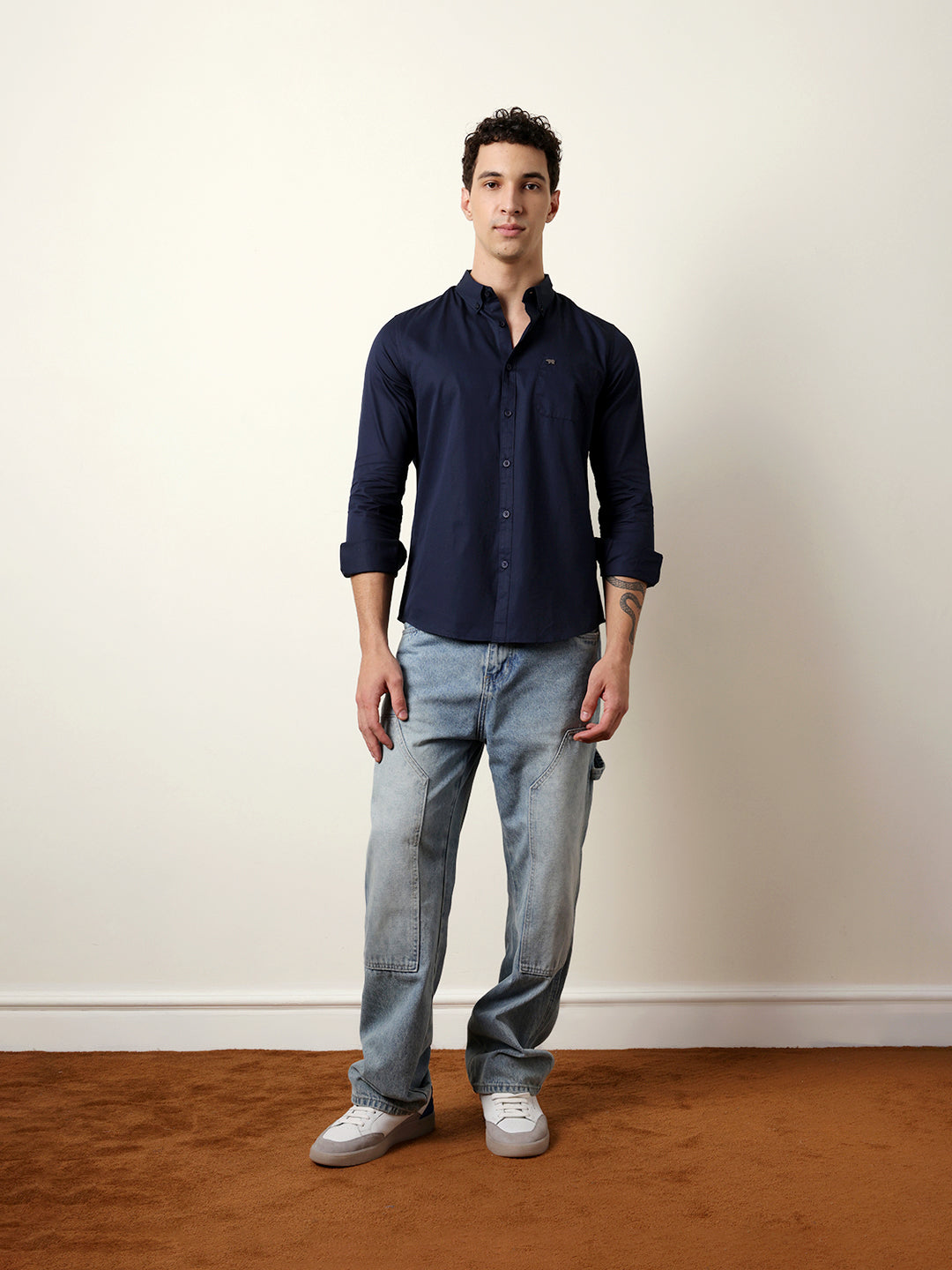 navy solid slim fit casual shirt with button down collar navy solid slim fit casual shirt with button down collar