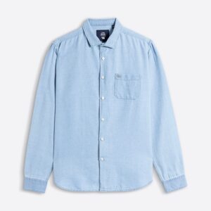 light blue solid slim fit woven denim casual shirt