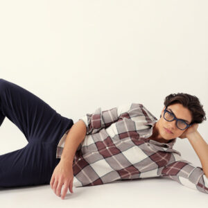 multicolor slim fit casual shirt with woven check pattern