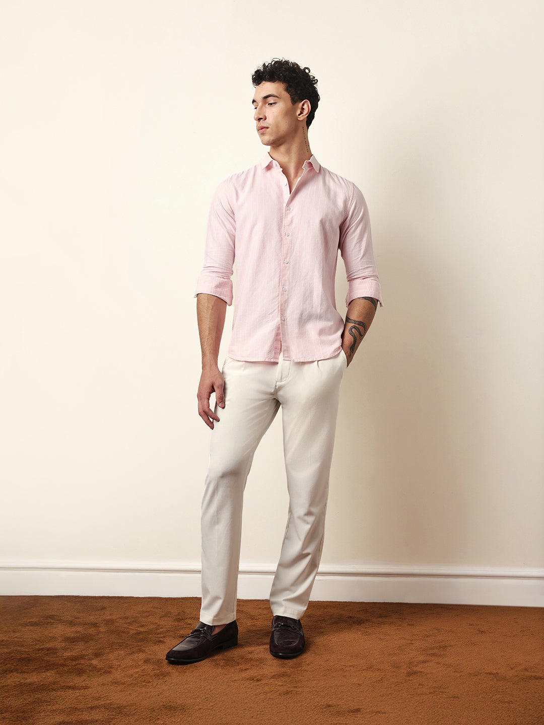 pink vertical woven stripe slim fit casual shirt pink vertical woven stripe slim fit casual shirt