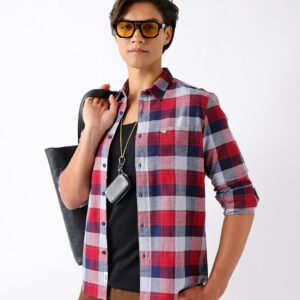 multicolor flannel check slim fit casual shirt