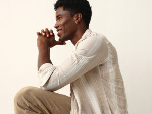 beige crinkled vertical textured slim fit casual shirt