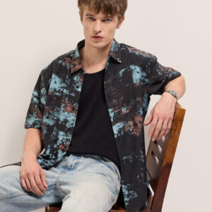 multi color abstract digital print relax fit casual shirt