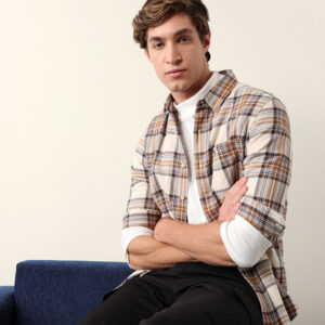 multicolor flannel check slim fit casual shirt